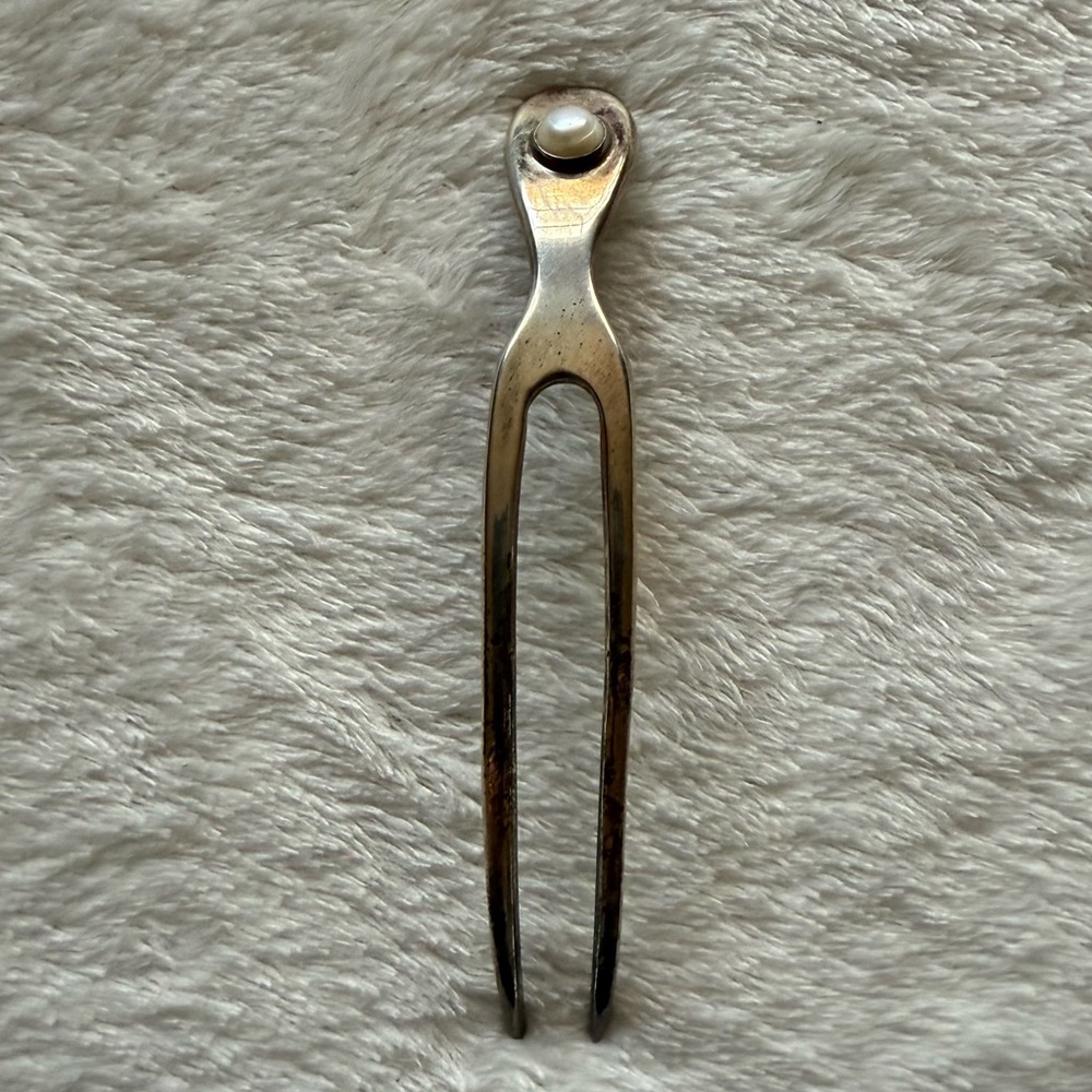 Pat Areias Signed Sterling French Roll Hair Pin 4”